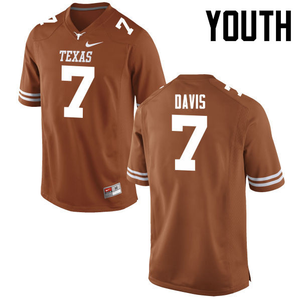 Youth #7 Antwuan Davis Texas Longhorns College Football Jerseys-Tex Orange